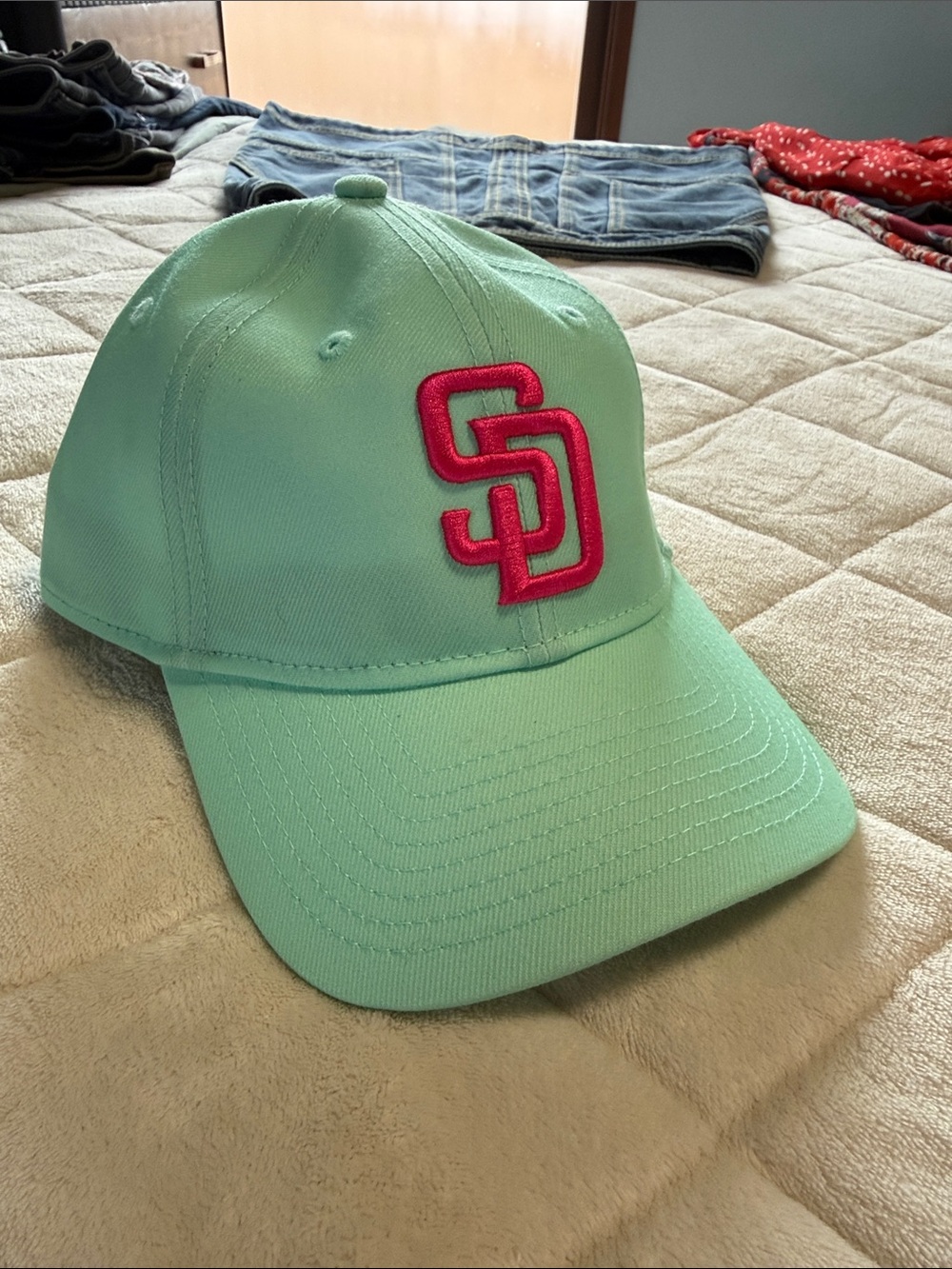 New Era Mint Green Baseball Cap with Pink SD Logo